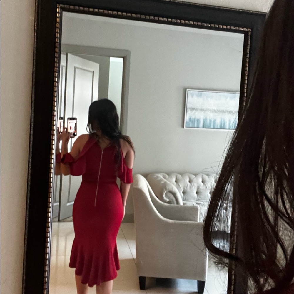 Red very sexy midi dress. Flare bottom.